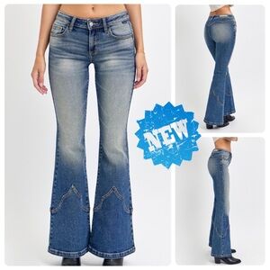 New Women's Giddy Up Flared Blue Jeans